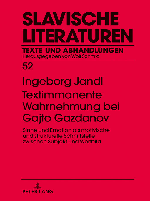 Title details for Textimmanente Wahrnehmung bei Gajto Gazdanov by Wolf Schmid - Available